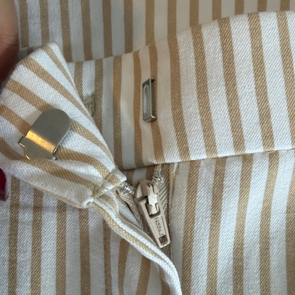 Chico’s 3P (16P) Striped Pants Stretch Cotton Nautical Neutral and White Print - Picture 10 of 10